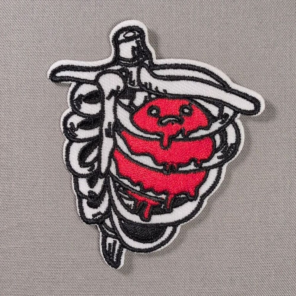 Heart Ribcage Goth Iron On Patch | Gothic Heart Patch